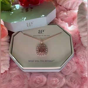 Bomb Party Rose Quartz CZ Necklace Rose Gold Plating